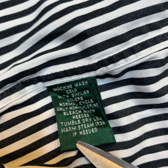 LRL Ralph Lauren Womens Striped Logo Button Up Shirt PETITE Medium PM Vintage 90 - Picture 14 of 15